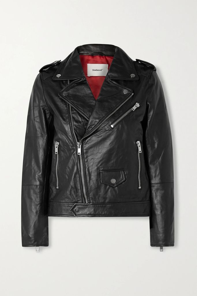 + Net Sustain River Leather Biker Jacket - Black