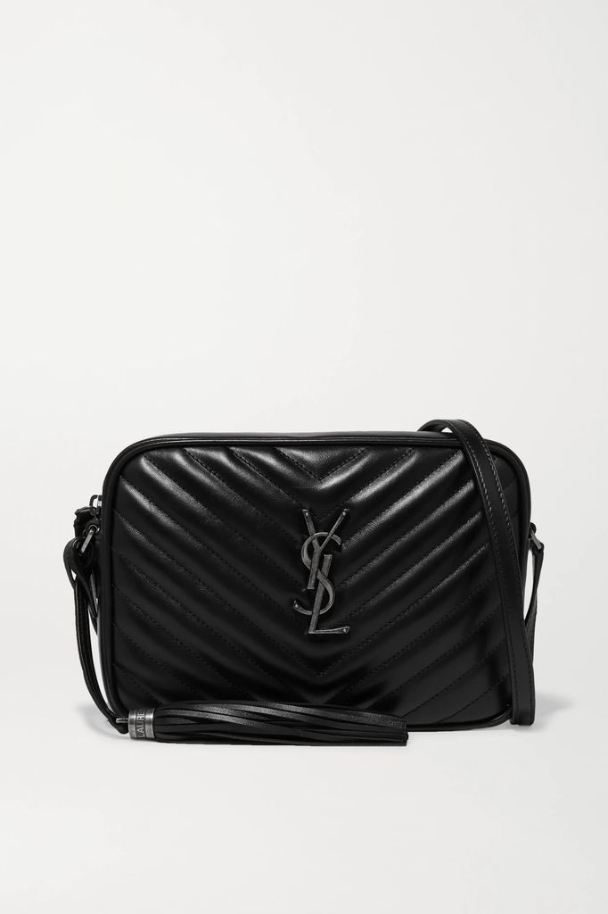 Lou Quilted Leather Shoulder Bag - Black