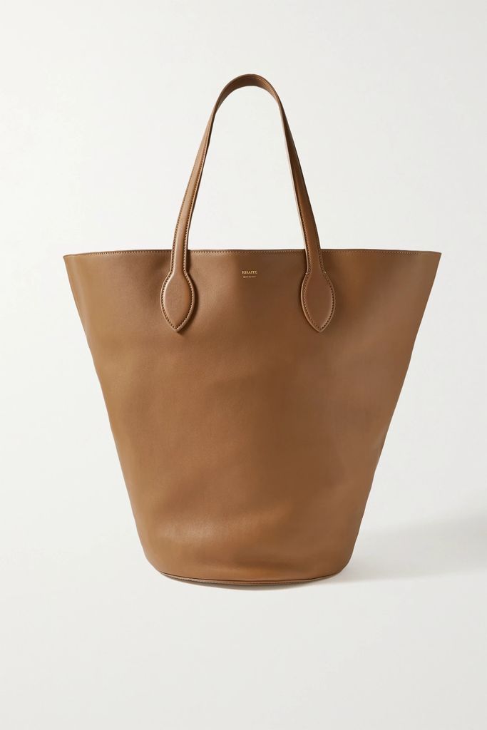 Circle Medium Leather Tote - Light brown