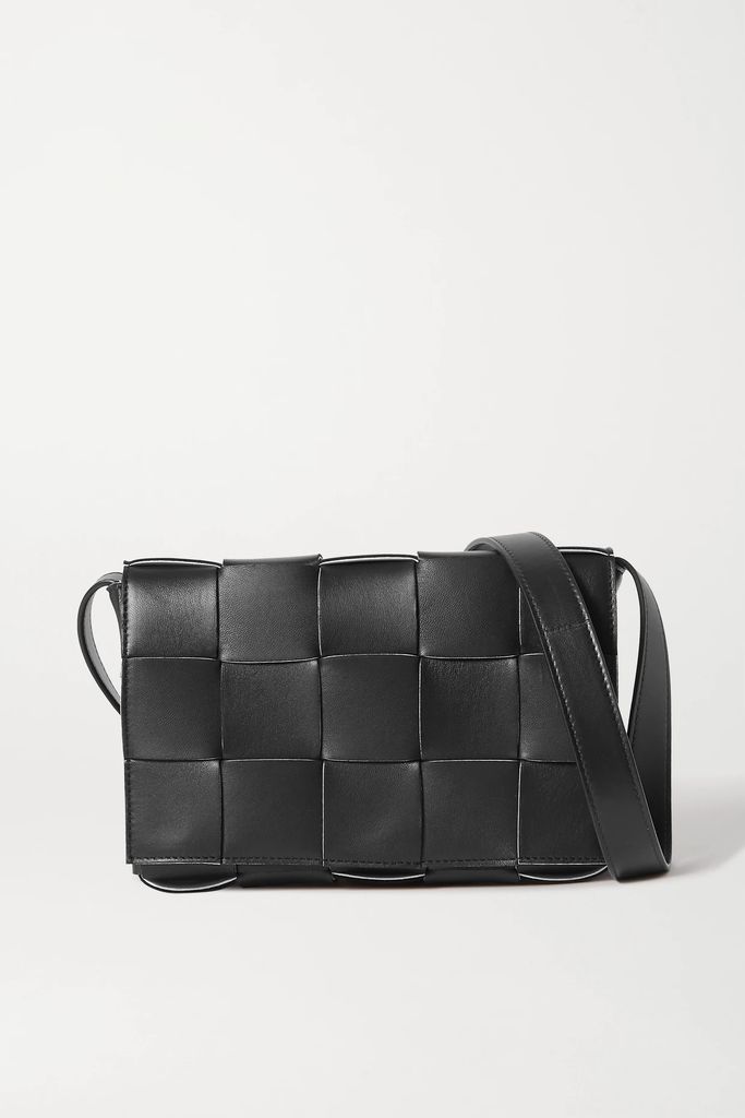 Cassette Intrecciato Leather Shoulder Bag - Black