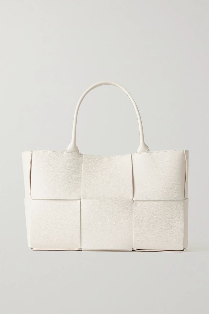 Arco Intrecciato Textured-leather Tote - White