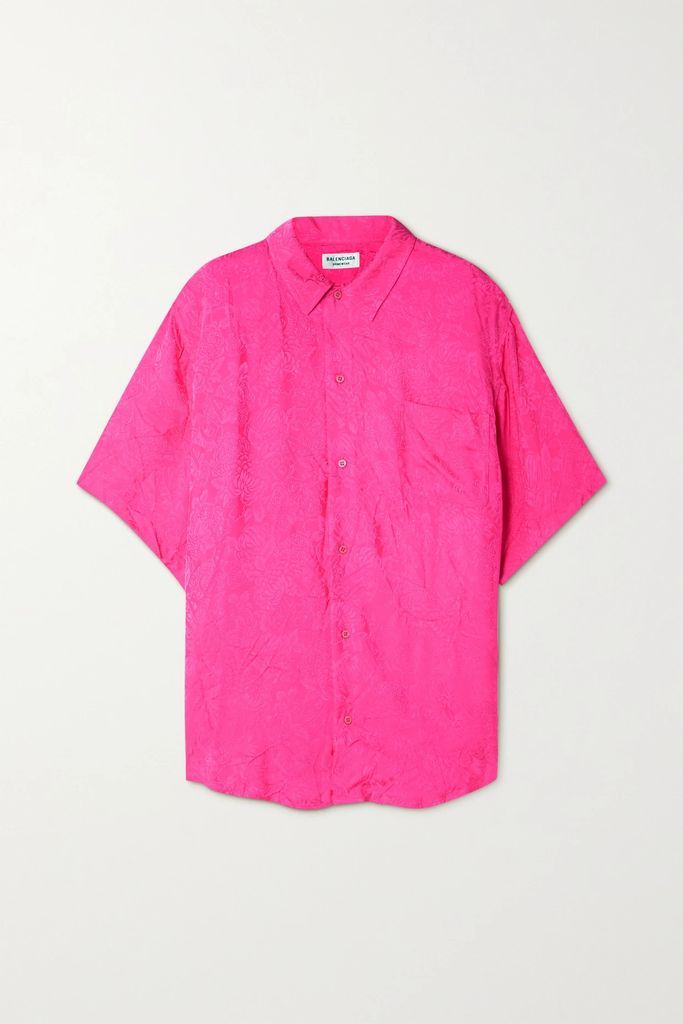 Crinkled-jacquard Shirt - Pink