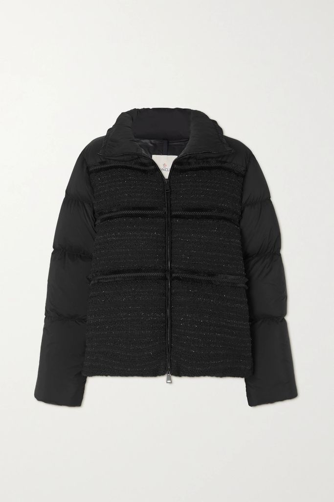 Aucun Quilted Tweed-lamé And Shell Down Jacket - Black