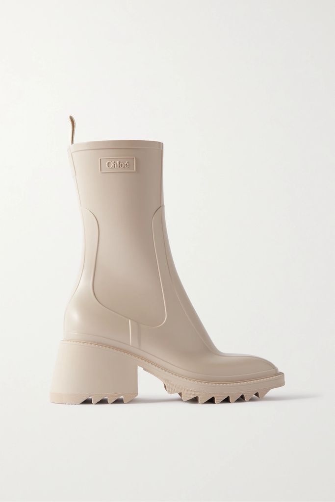 Betty Rubber Ankle Boots - Beige