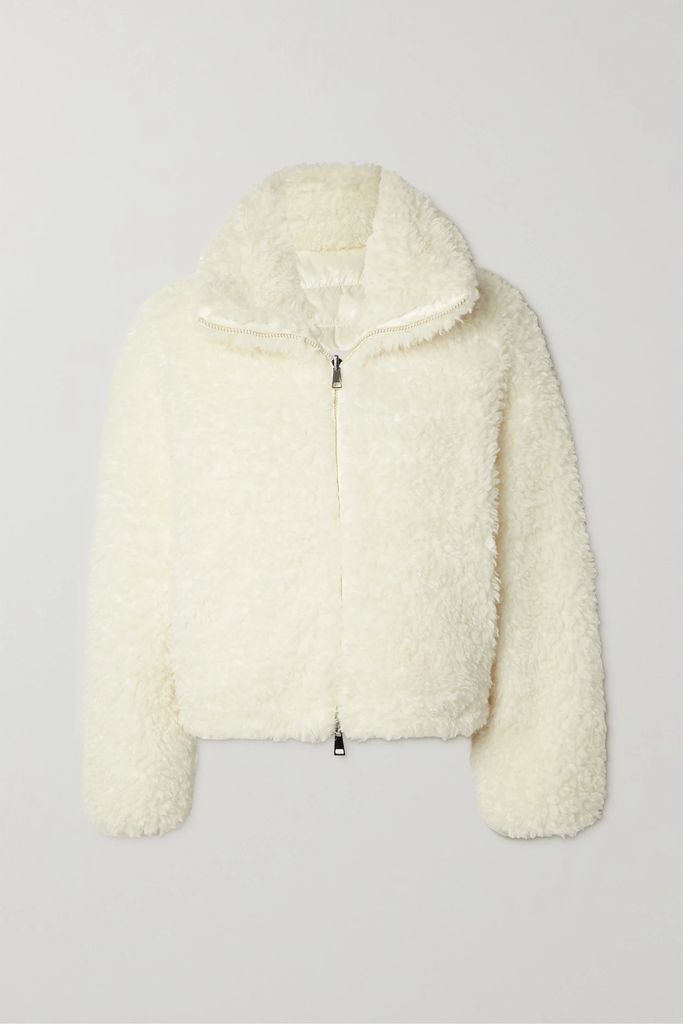 Blonville Reversible Faux Shearling Quilted Shell Down Jacket - White