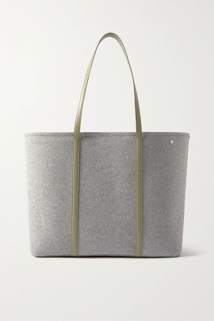 Carry Everything Xl Leather-trimmed Cashmere Tote - Gray