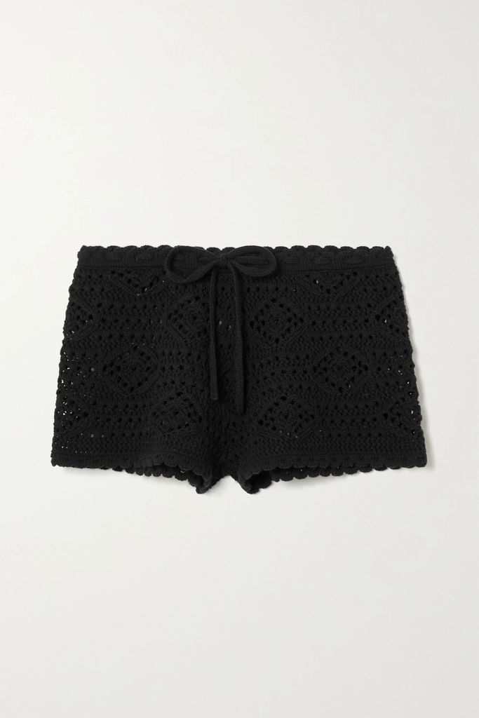 Crocheted Wool Shorts - Black