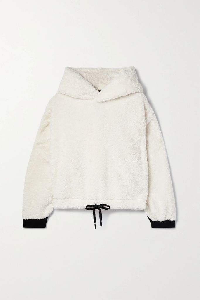 Cropped Fleece Hoodie - White