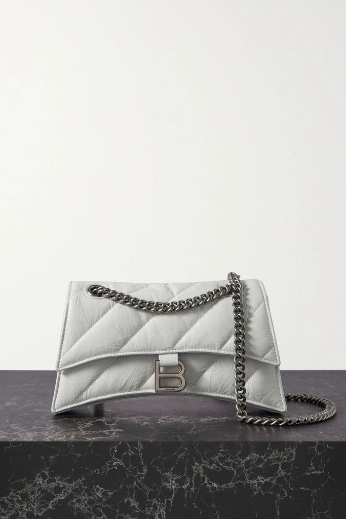Crush Small Quilted Crinkled-leather Shoulder Bag - White