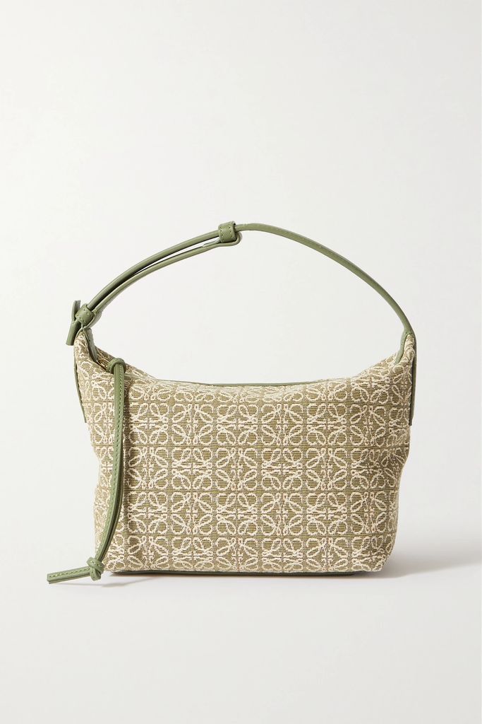 Cubi Anagram Small Leather-trimmed Logo-jacquard Tote - Green