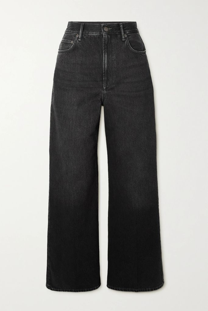 Distressed Organic High-rise Wide-leg Jeans - Black
