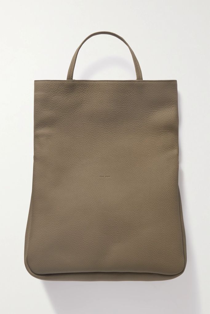 Everett Textured-leather Tote - Gray