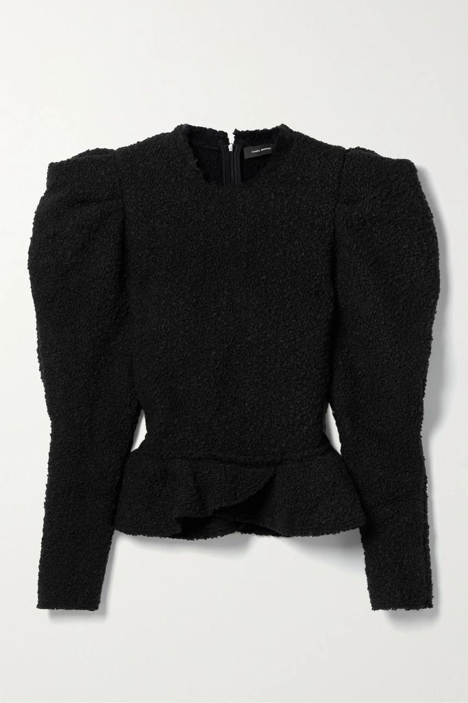 Giamili Bouclé Peplum Sweater - Black