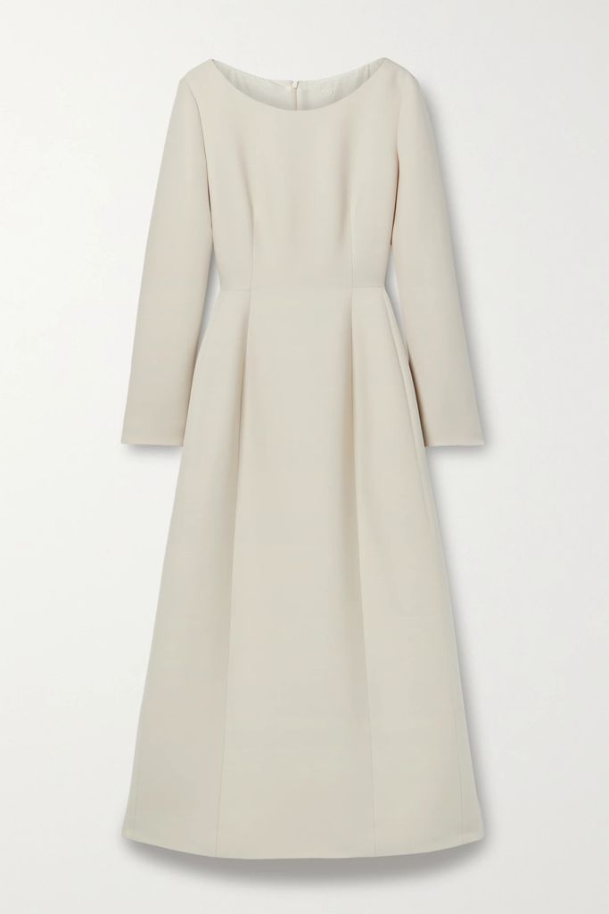 Lilibet Wool And Silk-blend Crepe Midi Dress - Ivory