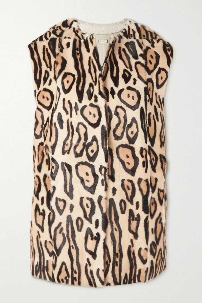Vela Paneled Leopard-print Shearling Vest - Cream