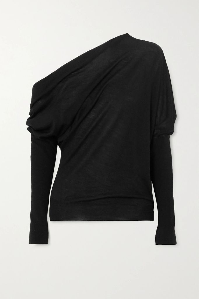 One-shoulder Cashmere And Silk-blend Sweater - Black