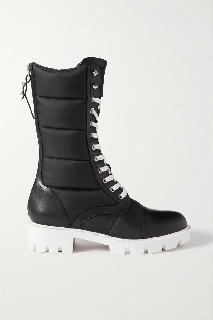 Pavleta Leather-trimmed Quilted Shell Boots - Black