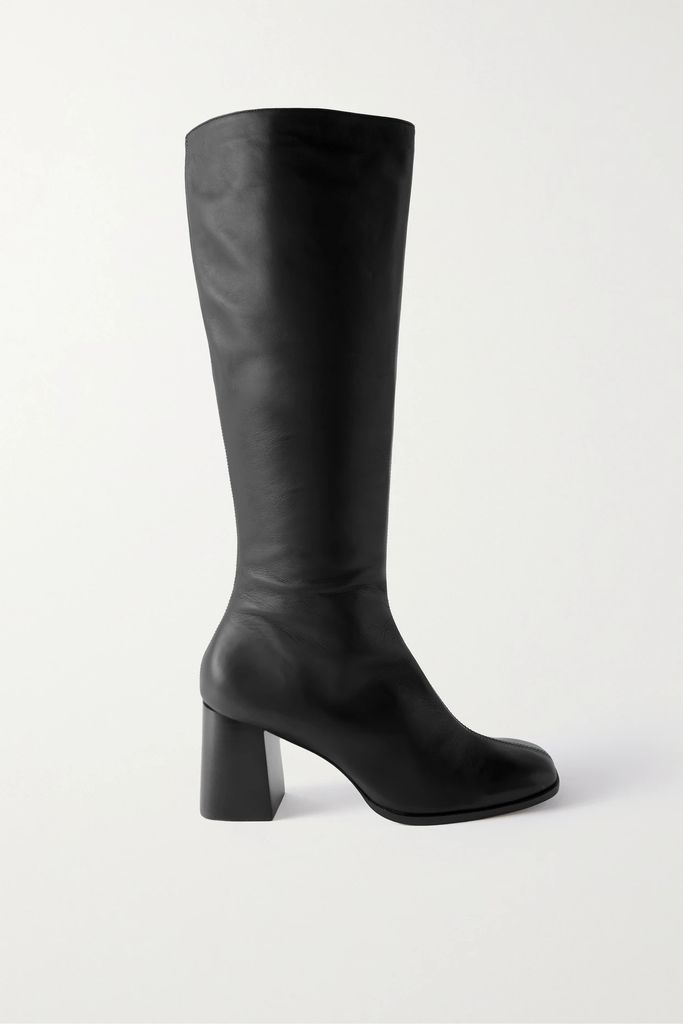Nylah Leather Knee Boots - Black