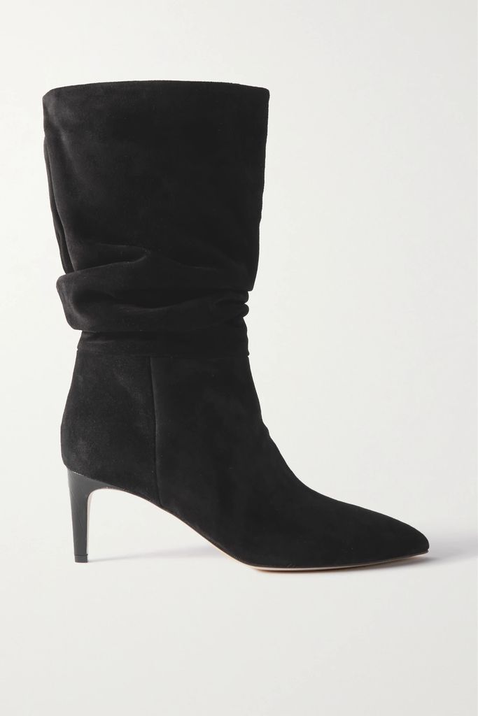 Slouchy Suede Boots - Black