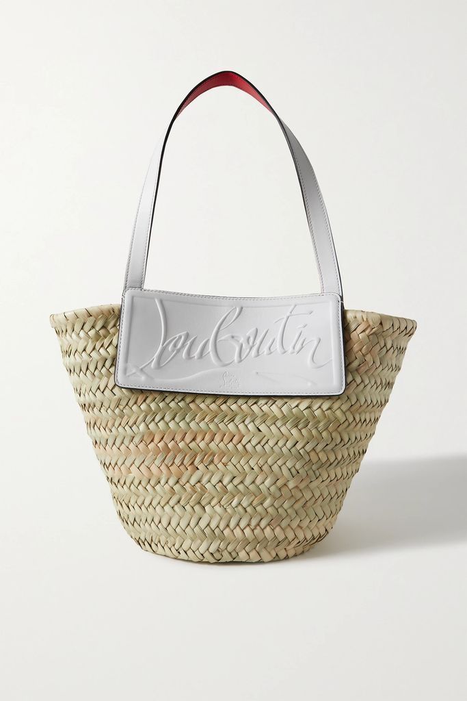 Loubishore Small Woven Straw And Embossed Leather Tote - White