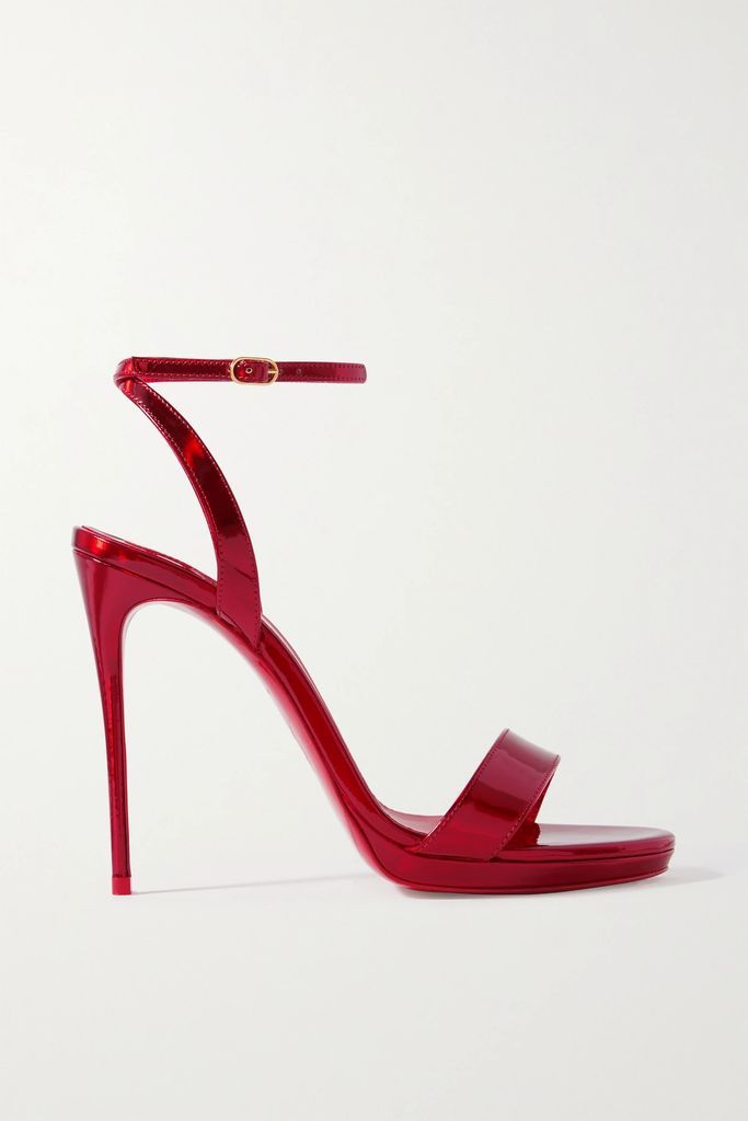 Loubi Queen 120 Metallic Patent-leather Sandals - Red
