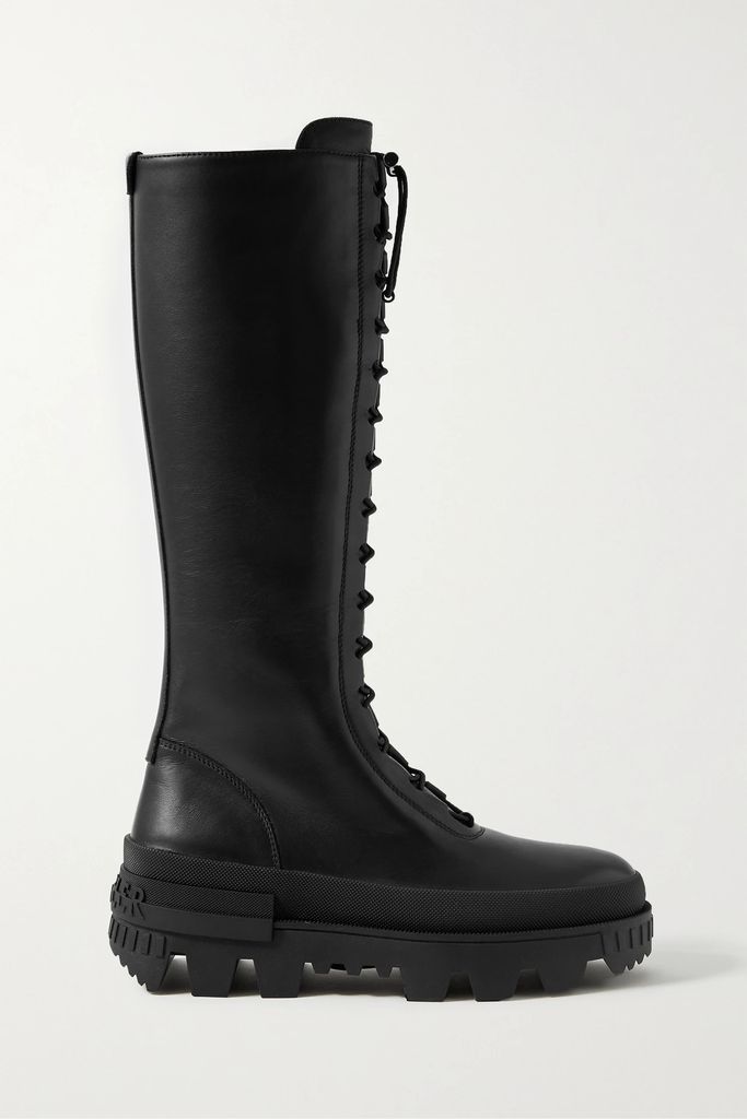 Vail Leather Lace-up Knee Boots - Black