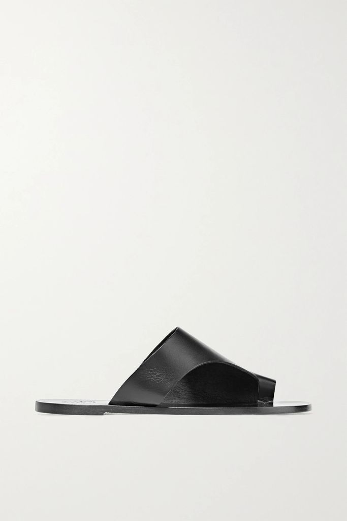 Rosa Cutout Leather Sandals - Black