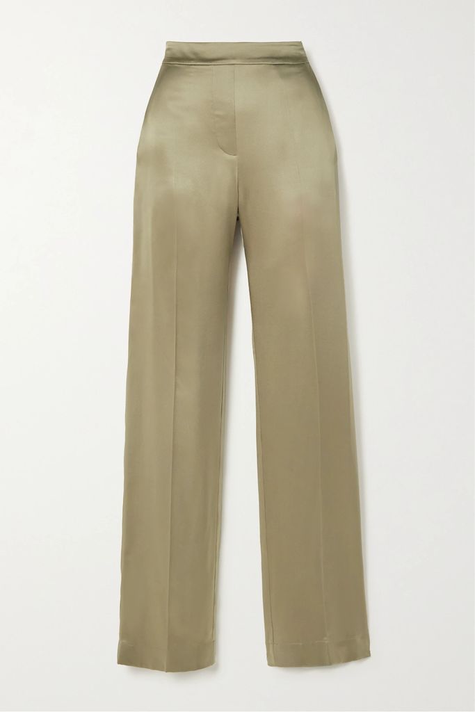 Tova Silk-satin Straight-leg Pants - Light brown