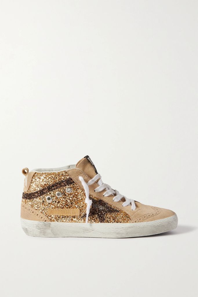 Midstar Glittered Distressed Suede High-top Sneakers - IT35