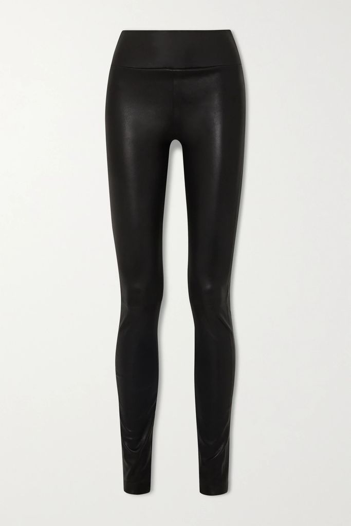 Zip-detailed Leather Leggings - Black