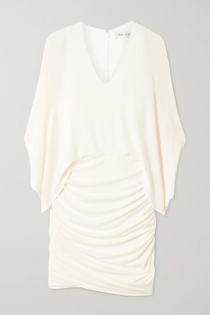 Ruched Stretch-jersey Mini Dress - Off-white