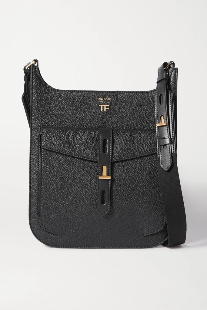 T Twist Medium Textured-leather Shoulder Bag - Black