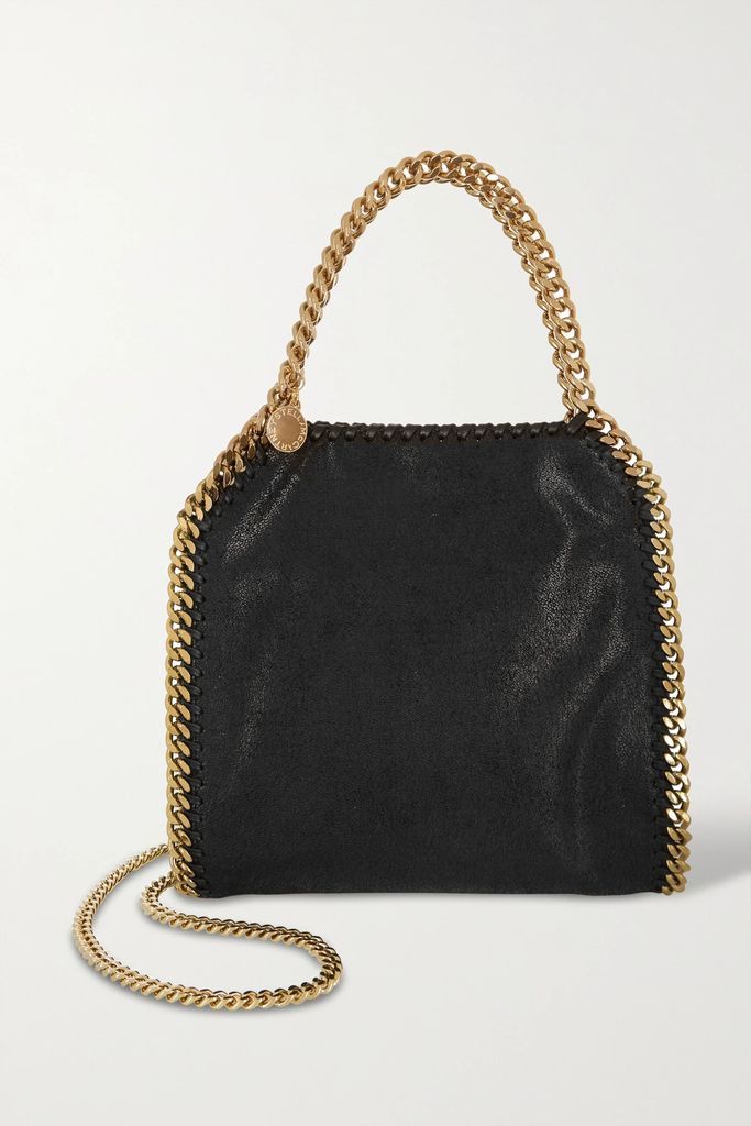 The Falabella Mini Faux Brushed-leather Shoulder Bag - Black