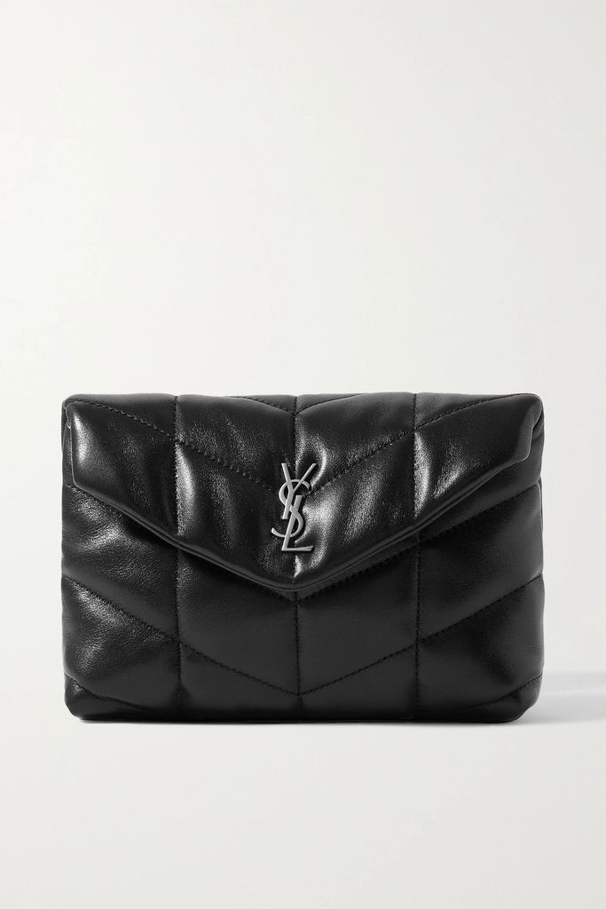Loulou Puffer Small Quilted Leather Clutch - Black
