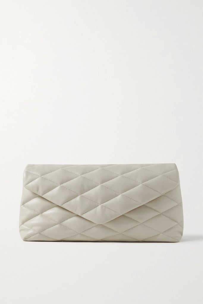 Sade Quilted Leather Clutch - Off-white