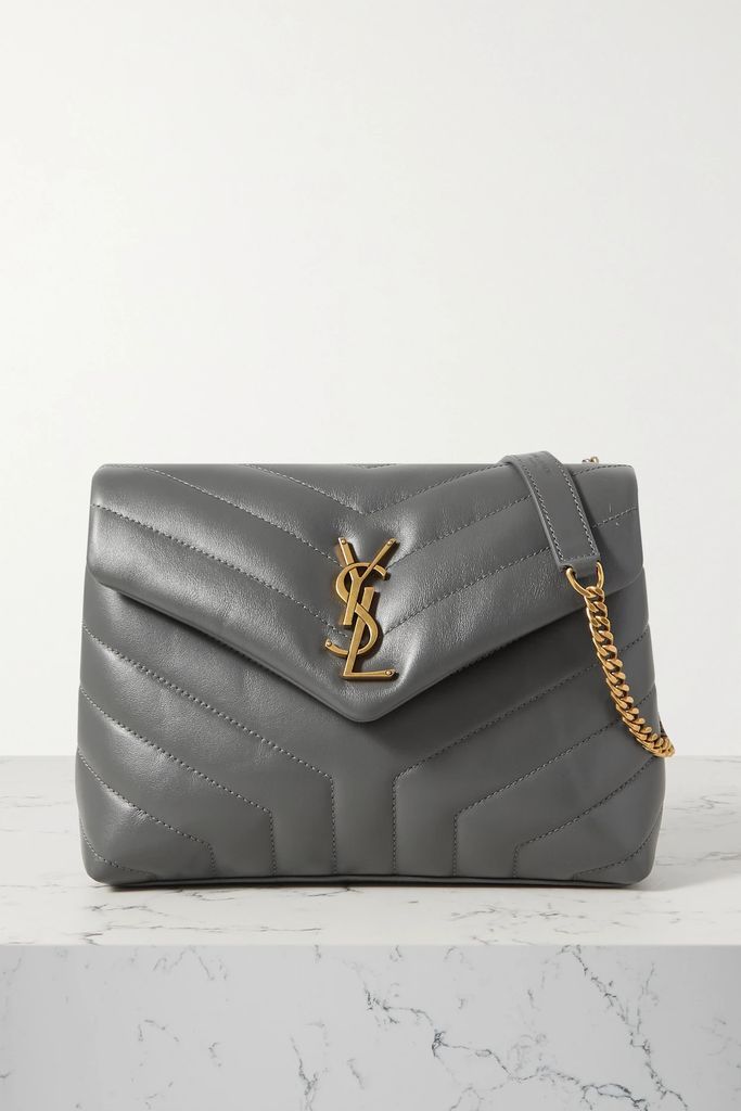 Loulou Small Quilted Leather Shoulder Bag - Dark gray