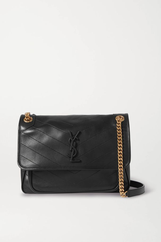 Niki Medium Quilted Leather Shoulder Bag - Black