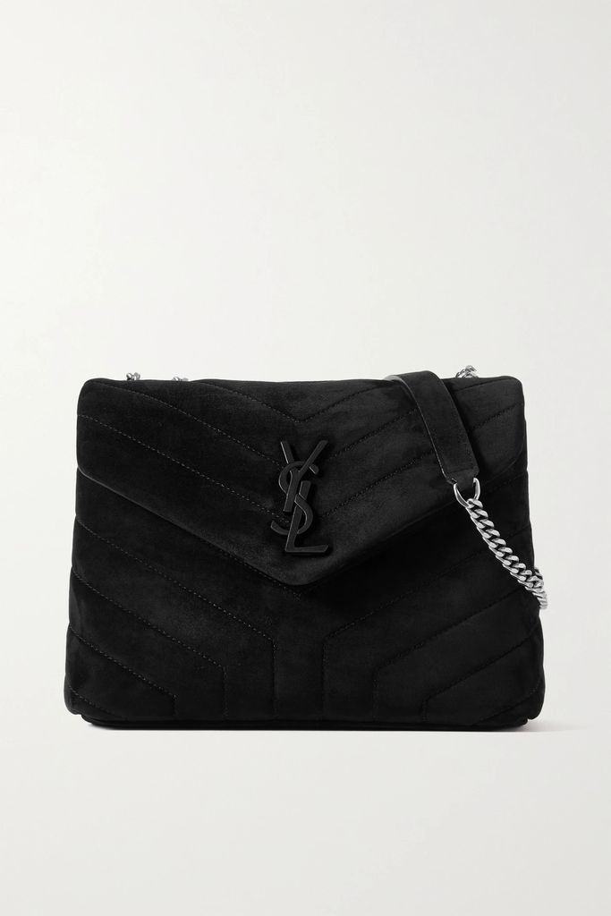Loulou Small Quilted Suede Shoulder Bag - Black