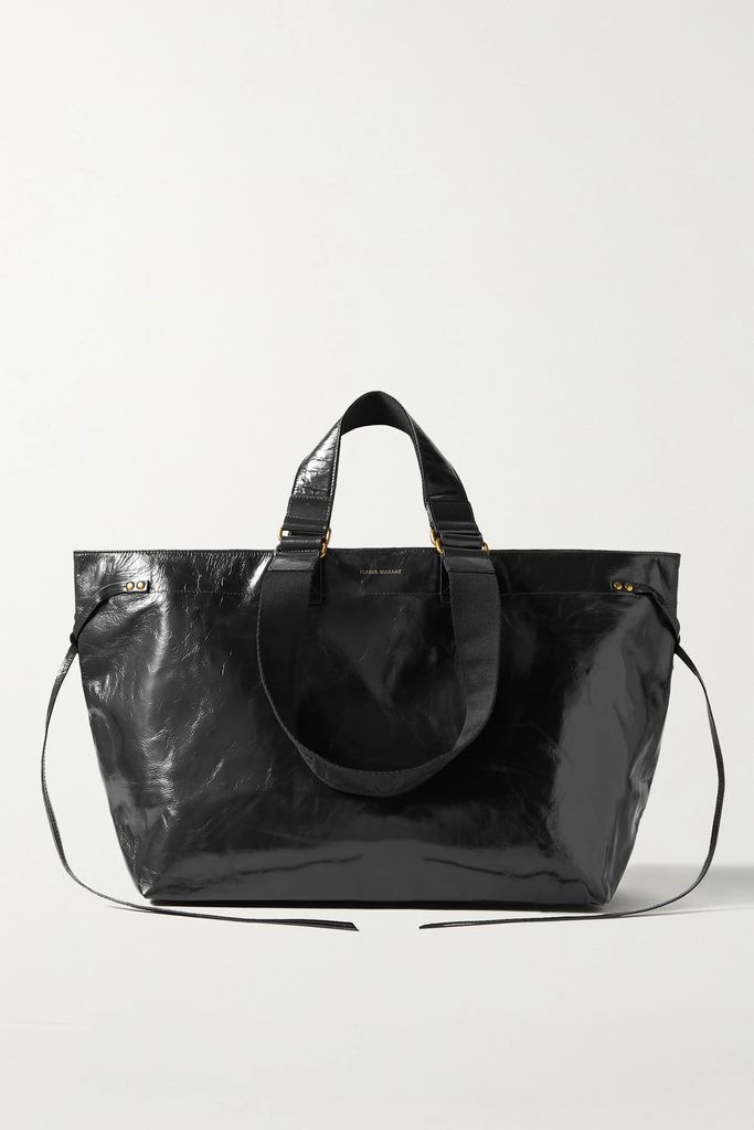 Wardy Crinkled Patent-leather Tote - Black