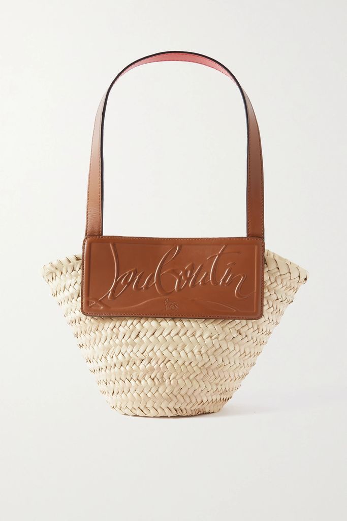 Loubishore Small Woven Straw And Embossed Leather Tote - Beige