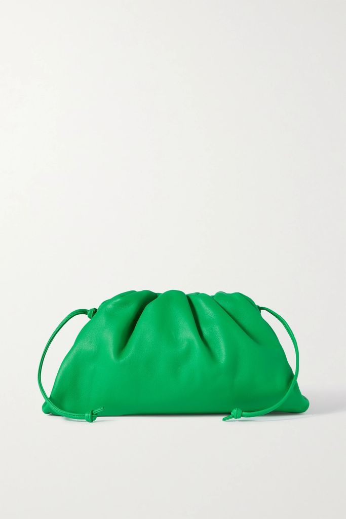 The Pouch Small Gathered Leather Clutch - Green