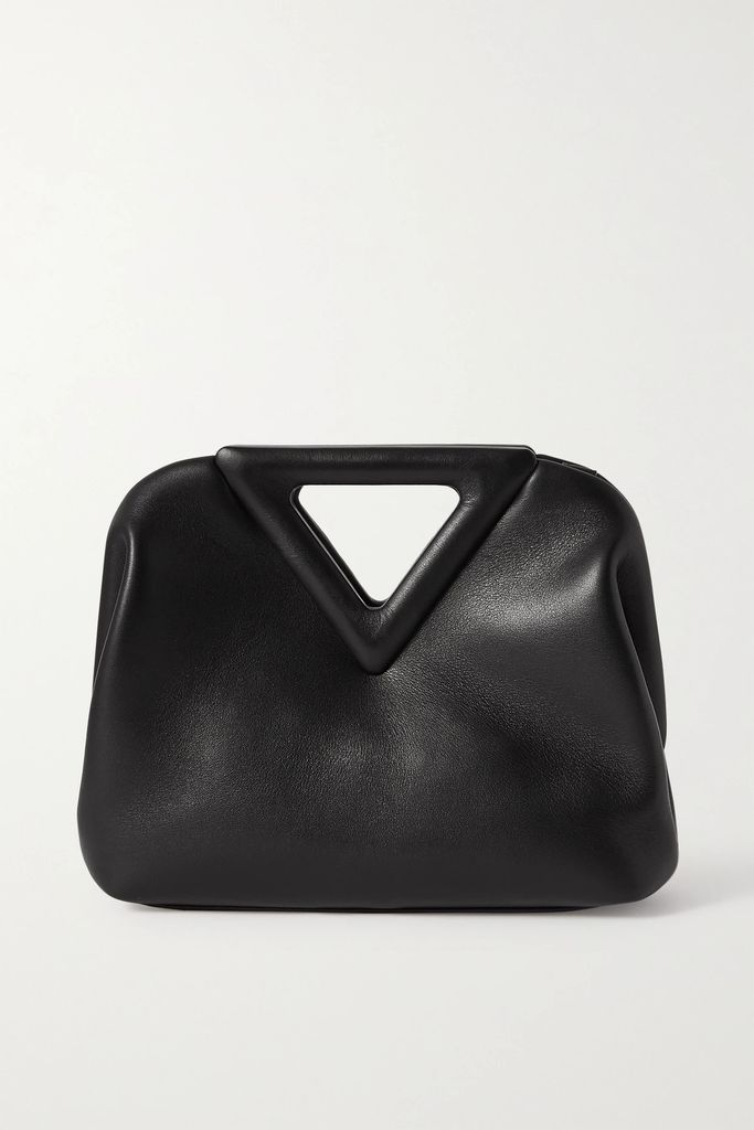 Point Small Leather Tote - Black