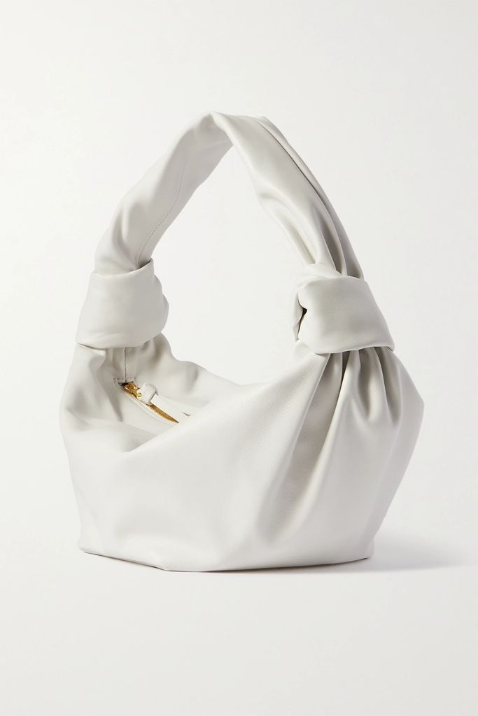 Mini Knotted Leather Tote - White