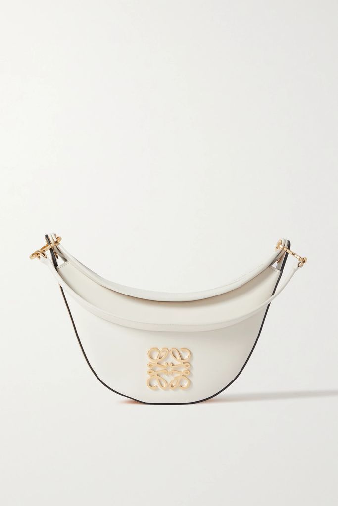 Luna Anagram Small Embellished Leather Shoulder Bag - White