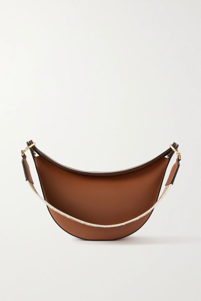 Luna Small Leather Canvas-jacquard Trimmed Shoulder Bag - Tan