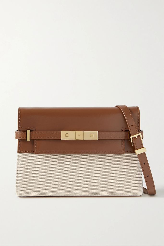 Manhattan Leather And Canvas Shoulder Bag - Brown