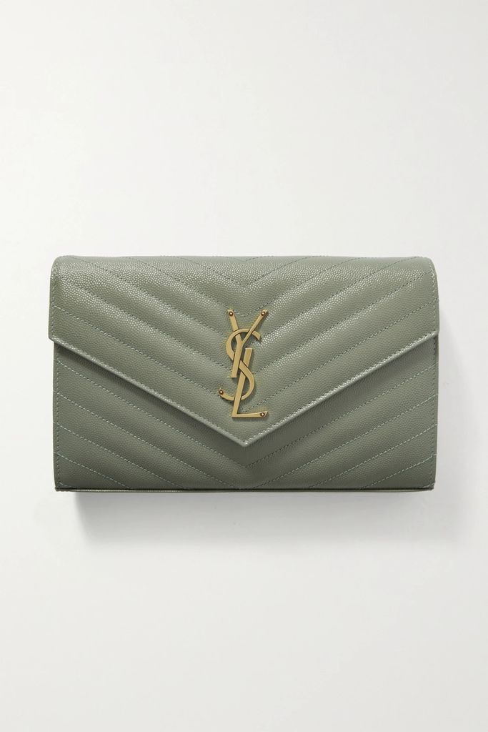 Monogramme Quilted Textured-leather Shoulder Bag - Light green