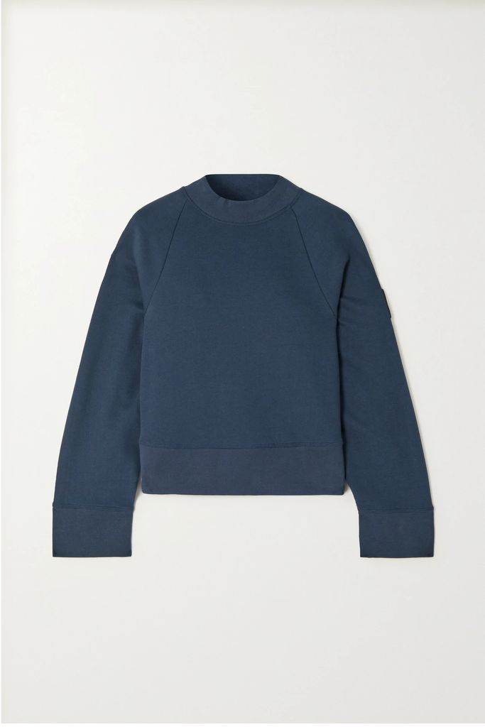 Organic Cotton-jersey And Stretch-recycled Jersey Sweatshirt - Blue