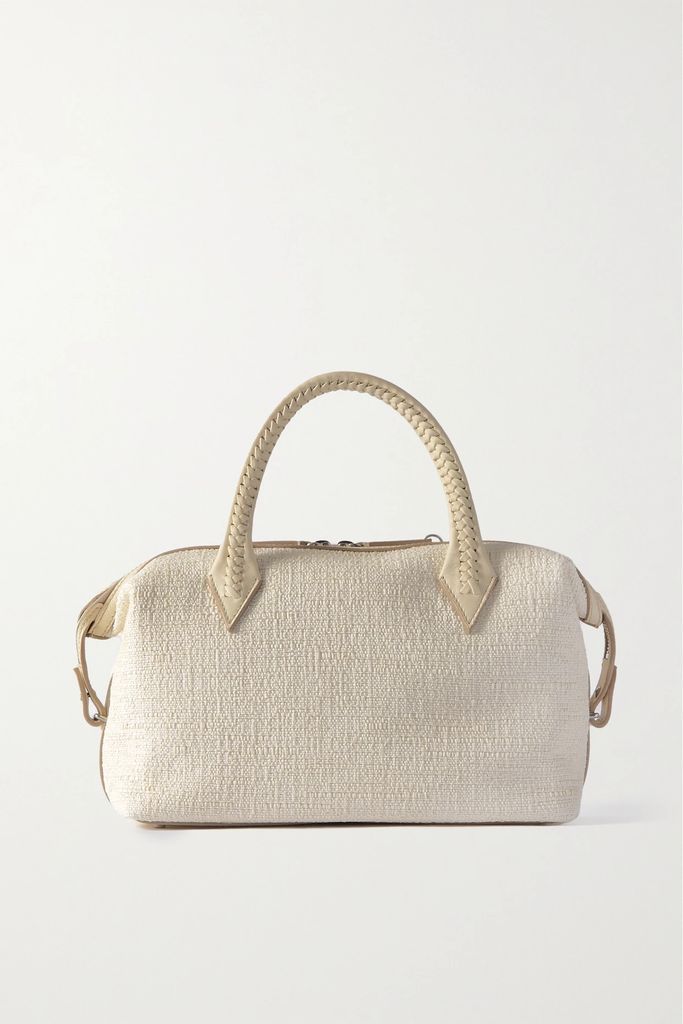 Perriand City Small Leather-trimmed Woven Straw Tote - Off-white