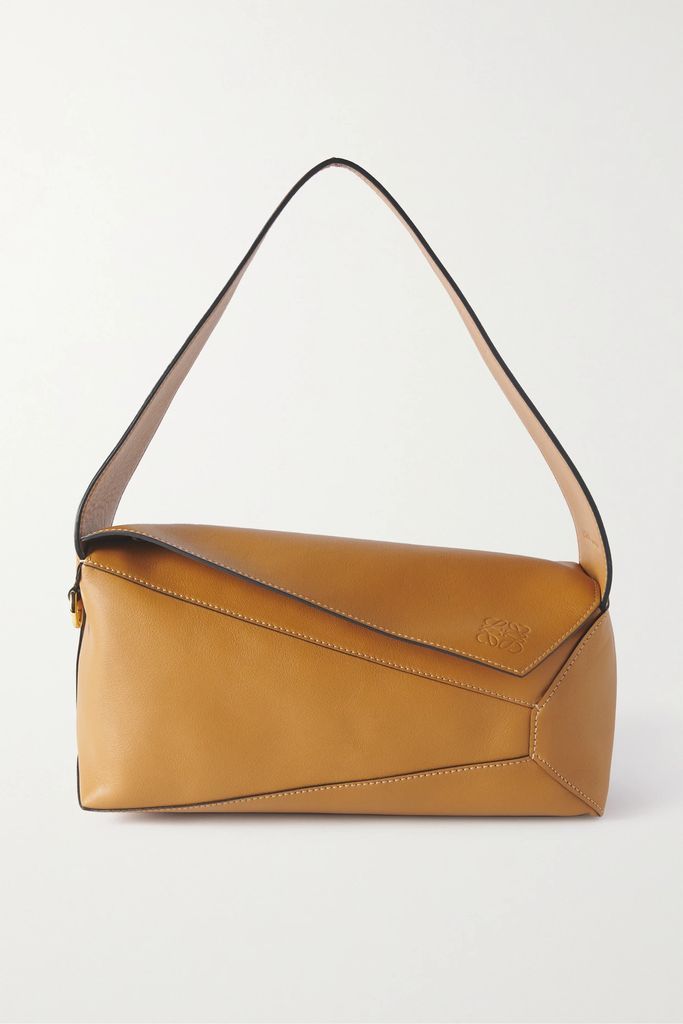 Puzzle Leather Shoulder Bag - Tan